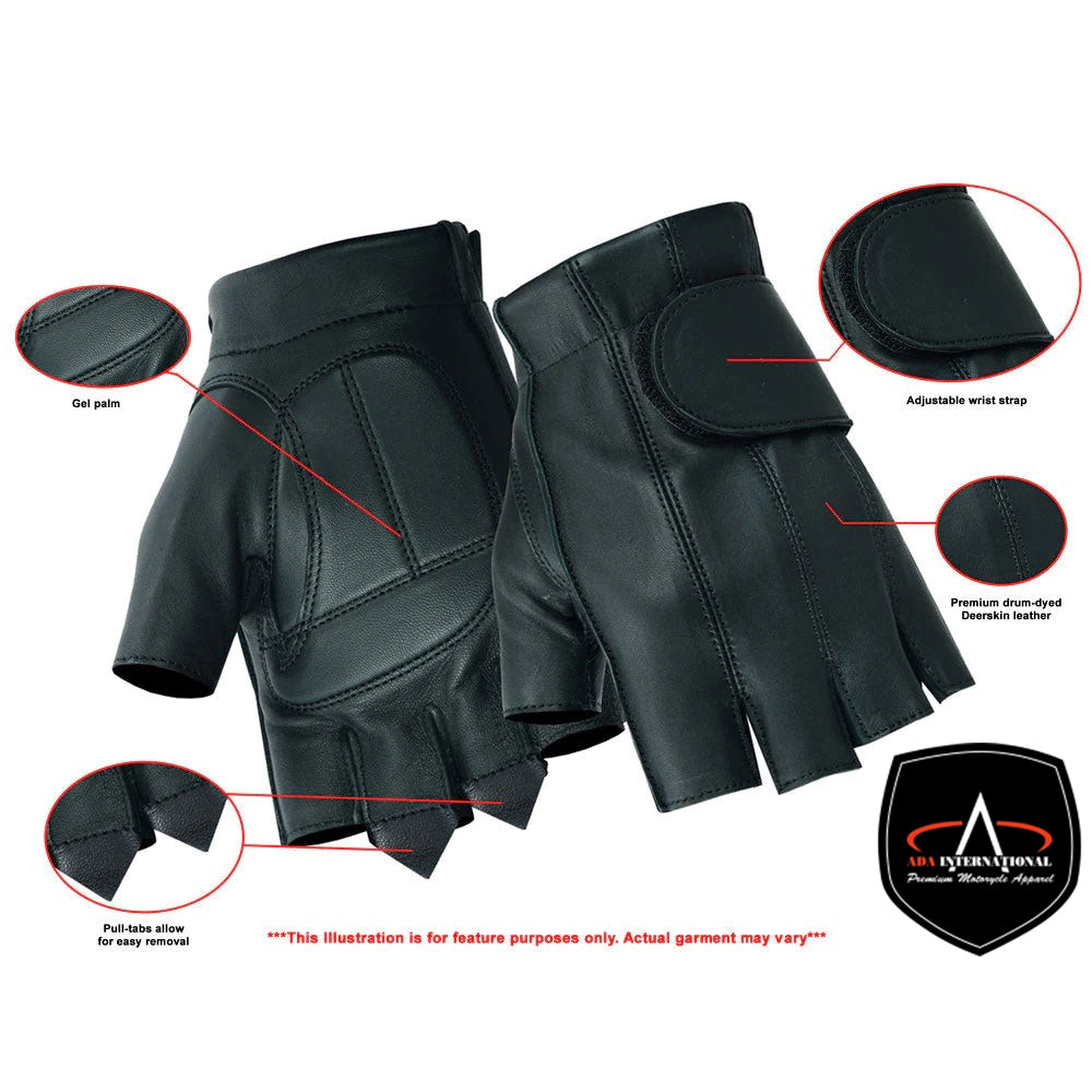 ADA96 Men's Tough Deer Skin Fingerless Glove