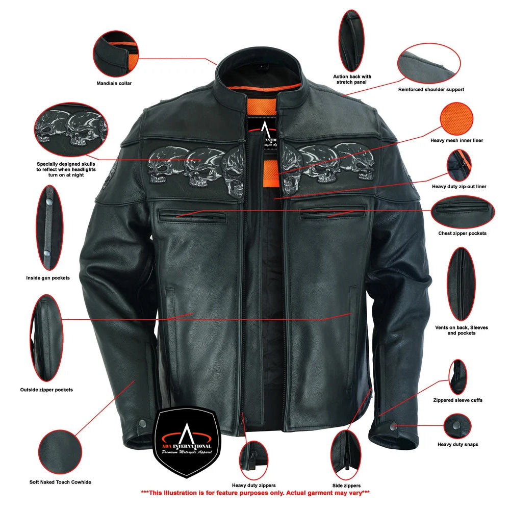ADA700 Men's Scooter Jacket w/Reflective Skulls