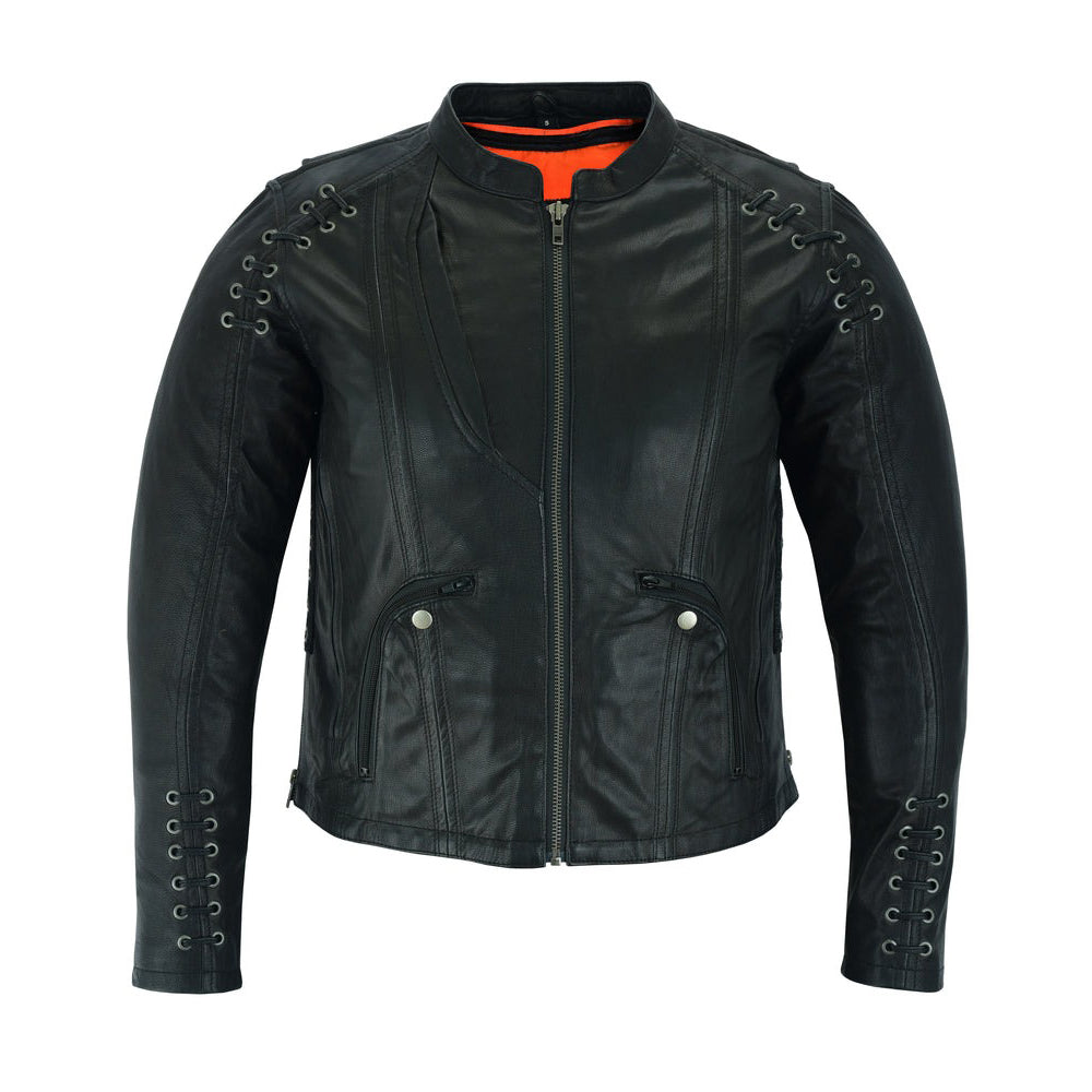 ADA885 Women's Stylish Jacket with Grommet and Lacing Accents
