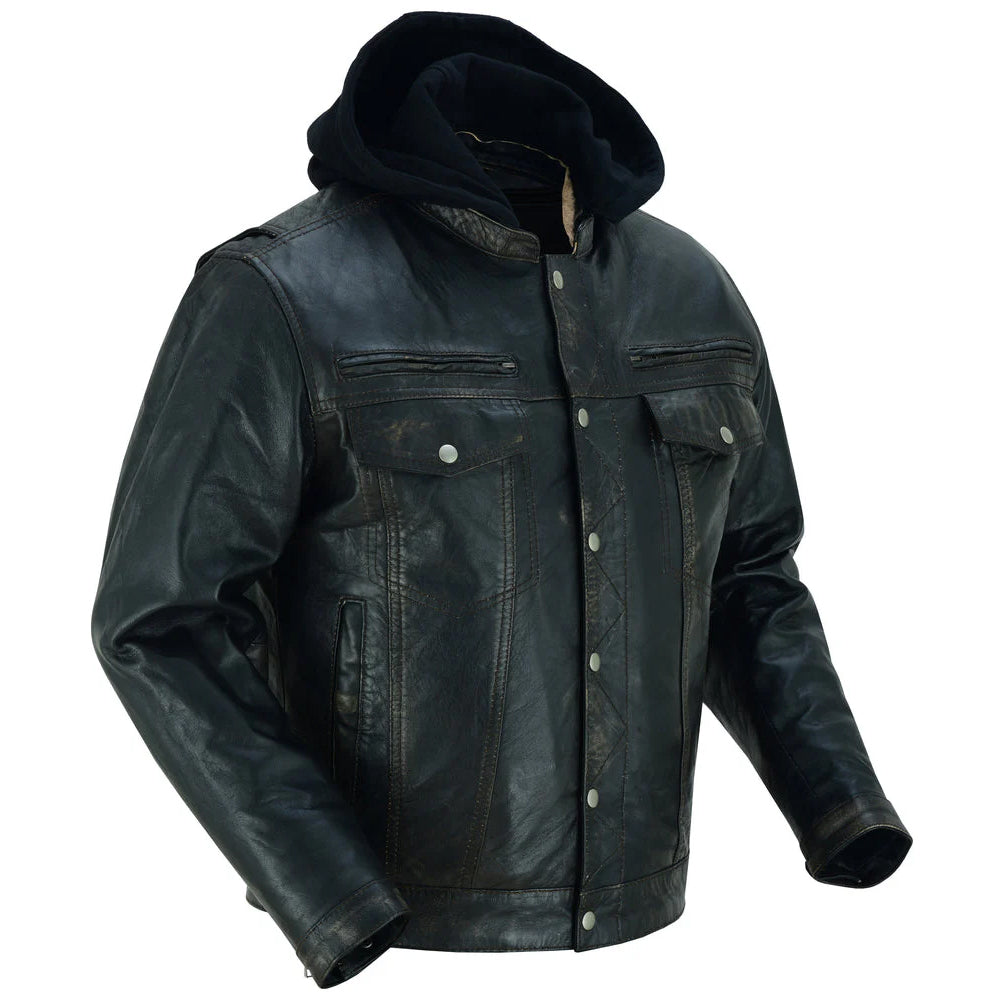 ADA782 Men's Lightweight Drum Dyed Distressed Naked Lambskin Jacket