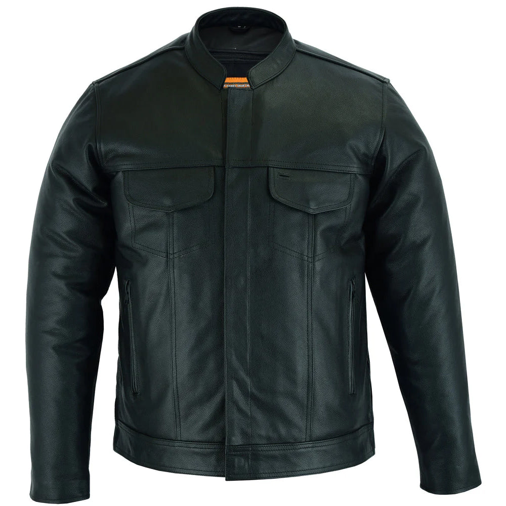 ADA788 Men's Full Cut Leather Shirt with Zipper/Snap Front