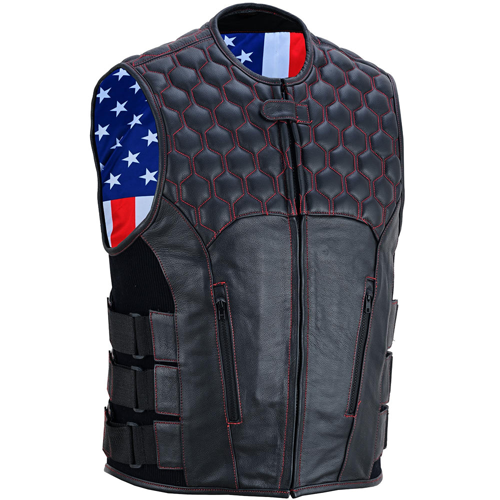 ADA009 Patriot Wheels Men's Motorcycle Leather Vest