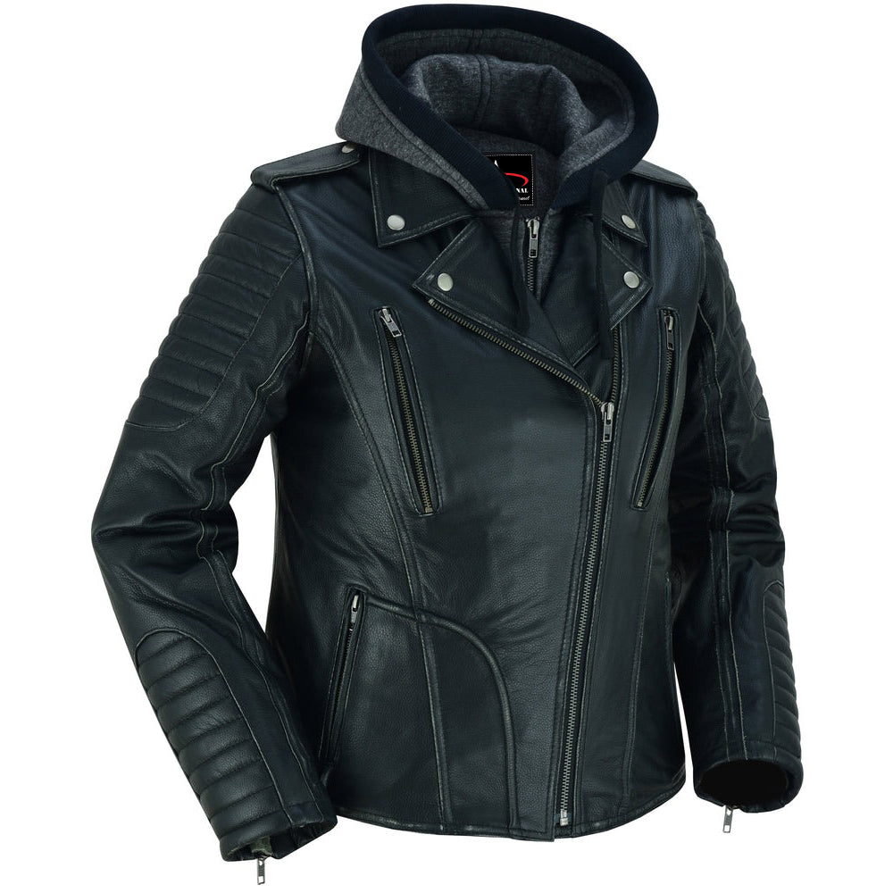 ADA877 Women's M/C Jacket with Rub-Off Finish