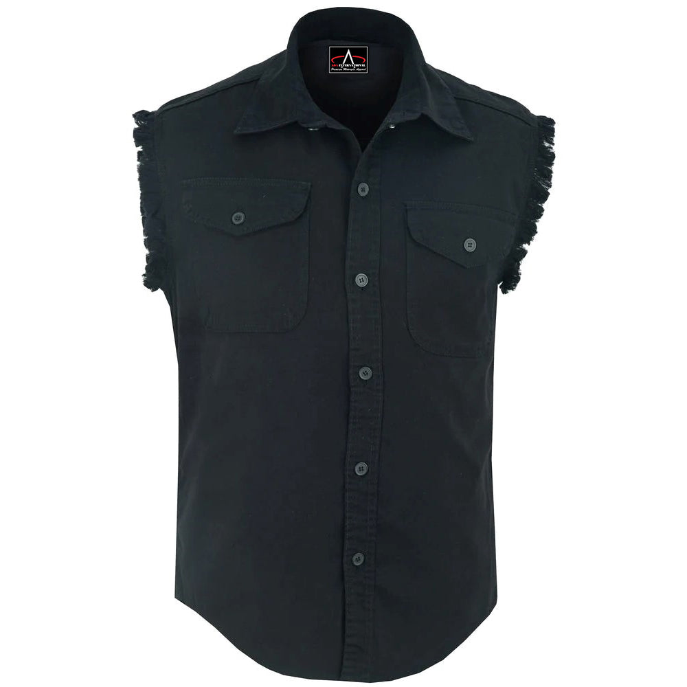 ADA6001 Men's Black Lightweight Sleeveless Denim Shirt