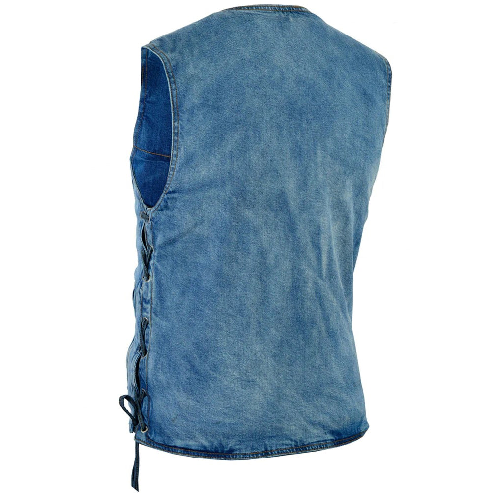 ADA905BU Men's Single Back Panel Concealed Carry Denim Vest