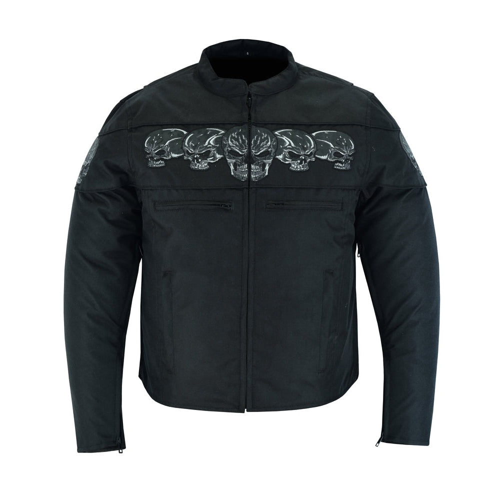 ADA600 Men's Textile Scooter Style Jacket w/ Reflective Skulls