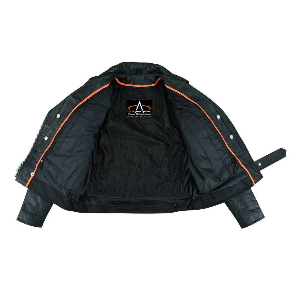 ADA831 Women's Classic Side Lace Police Style M/C Jacket
