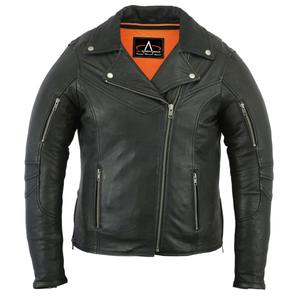 ADA894 Women's Modern Longer Beltless Biker Jacket