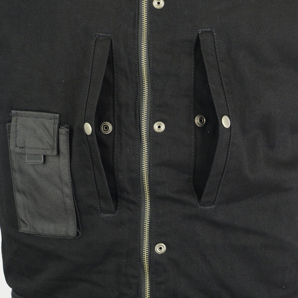 ADA982 Men's Black Denim Single Back Panel Concealment Vest w/Rem