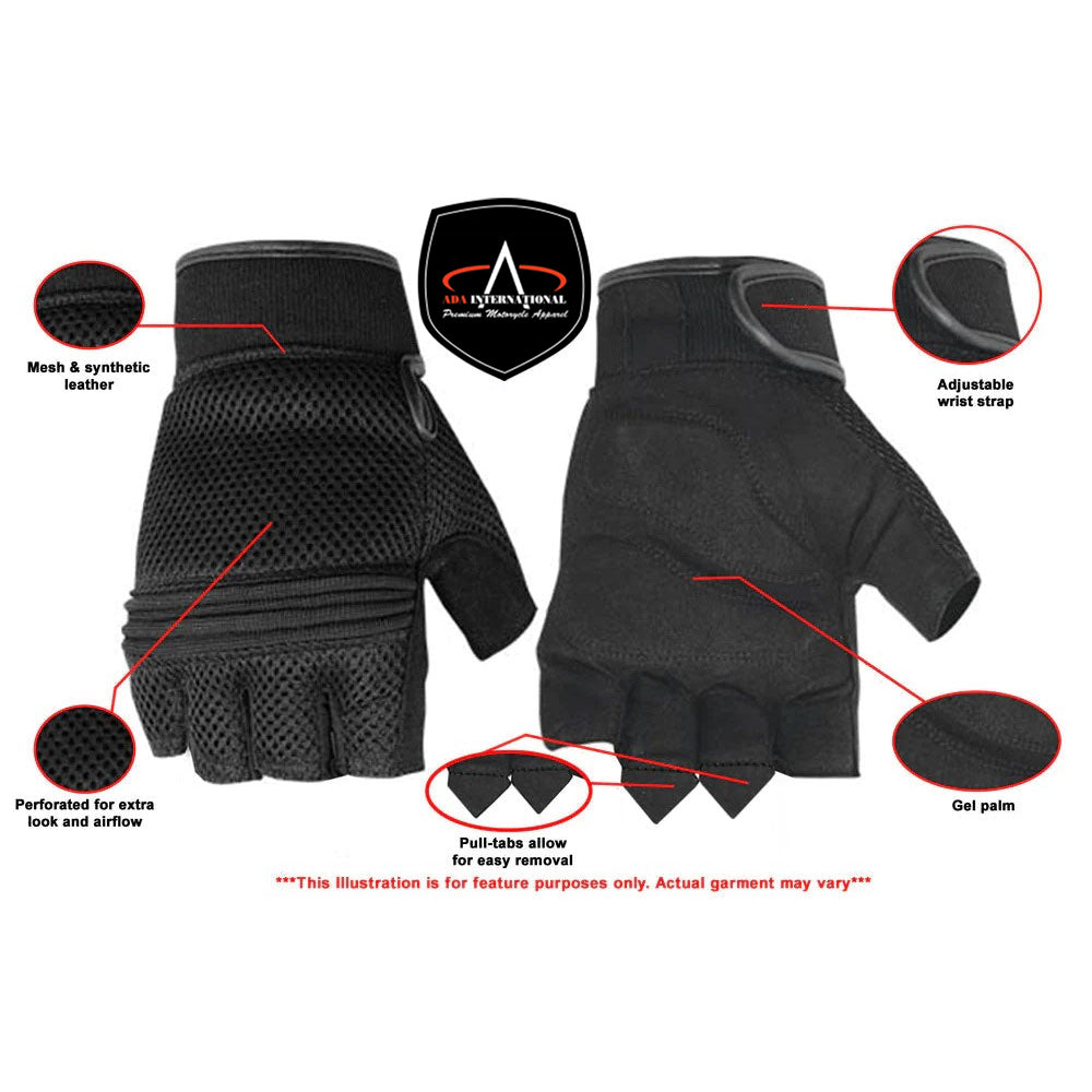 ADA10 Synthetic Leather/ Mesh Fingerless Glove