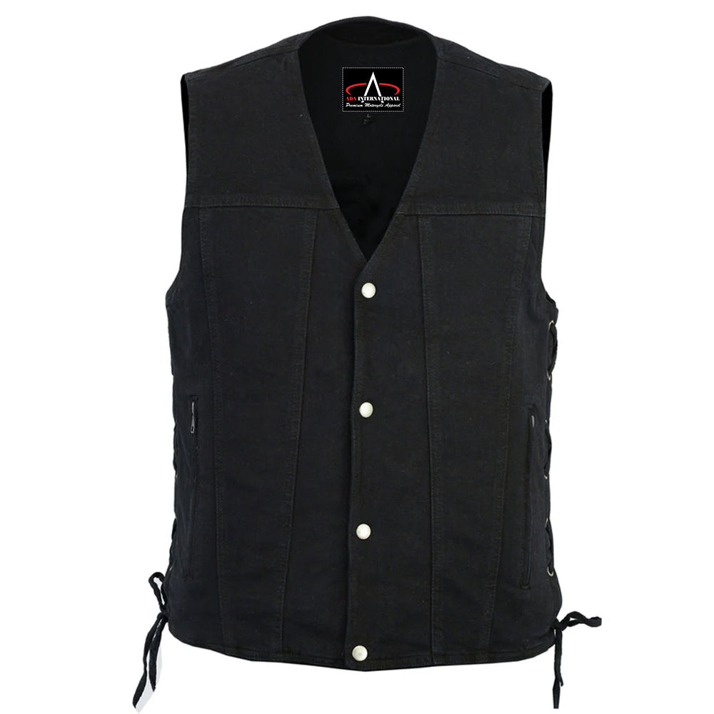 ADA905BK Men's Single Back Panel Concealed Carry Denim Vest