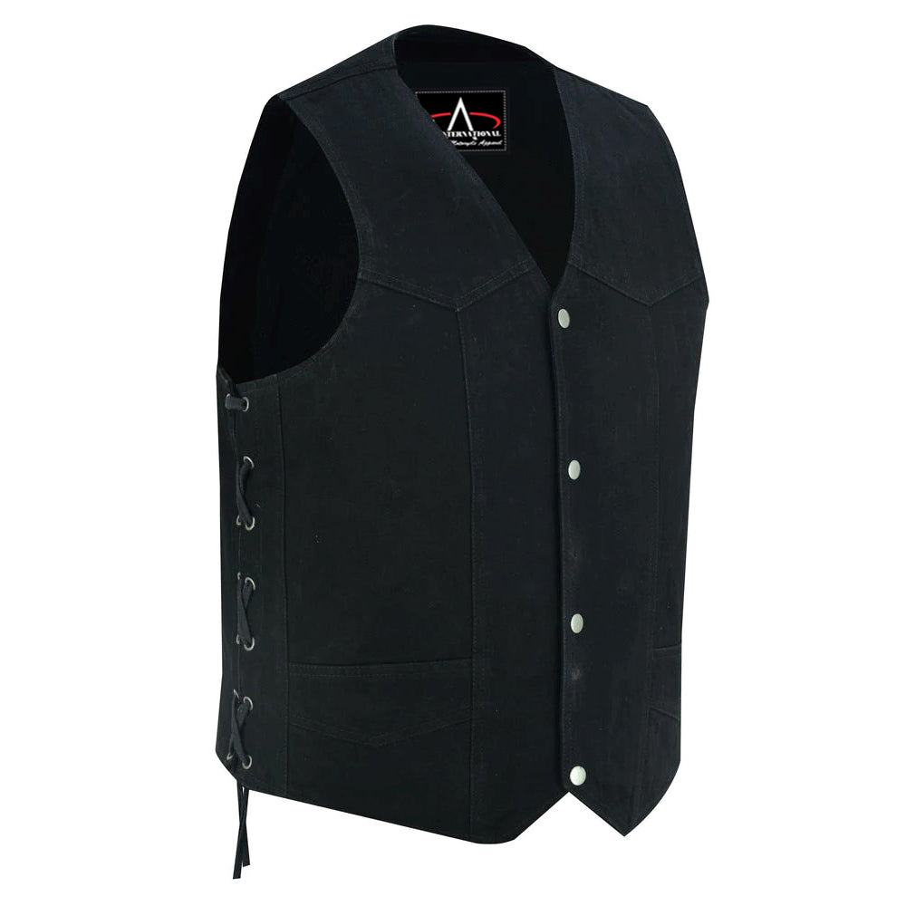 ADA911 Men's Traditional Denim Vest with Side Laces