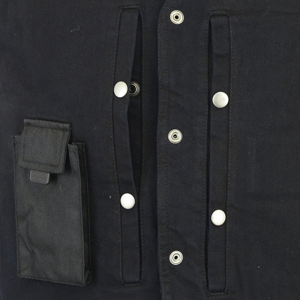 ADA905BK Men's Single Back Panel Concealed Carry Denim Vest