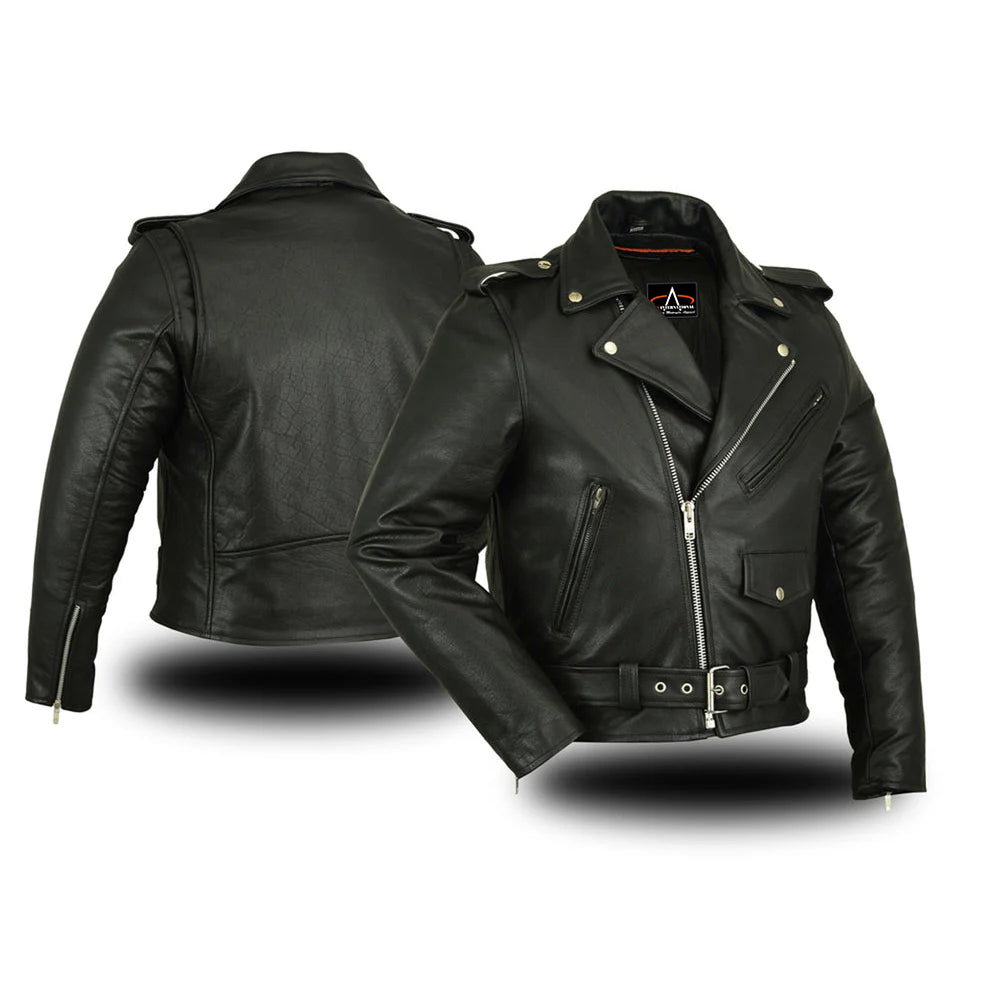 ADA730 Men's Classic Plain Side Police Style M/C Jacket
