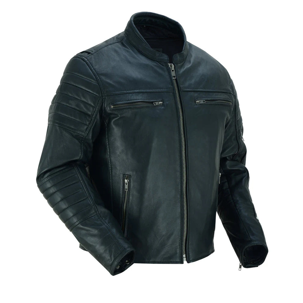 ADA757 Men's Lightweight Drum Dyed Naked Lambskin Crossover Scooter Ja