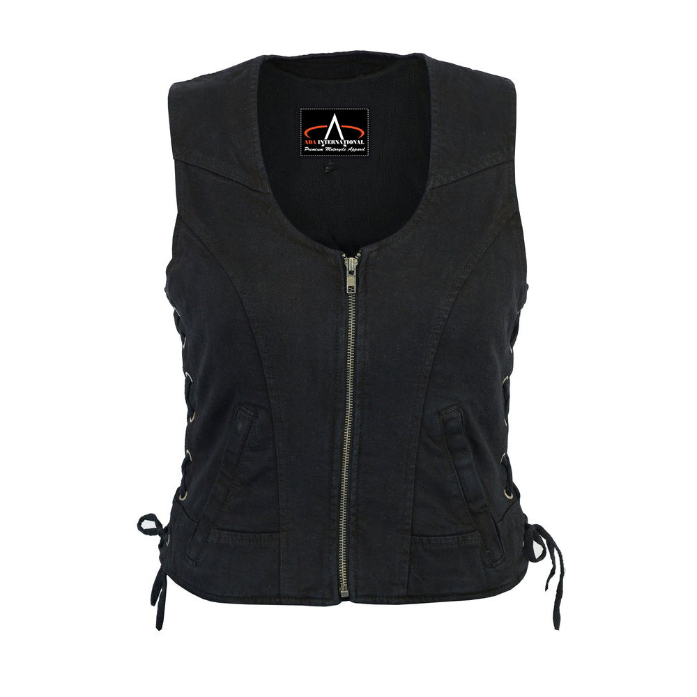 ADA942BK Women's Stylish Black Denim Vest