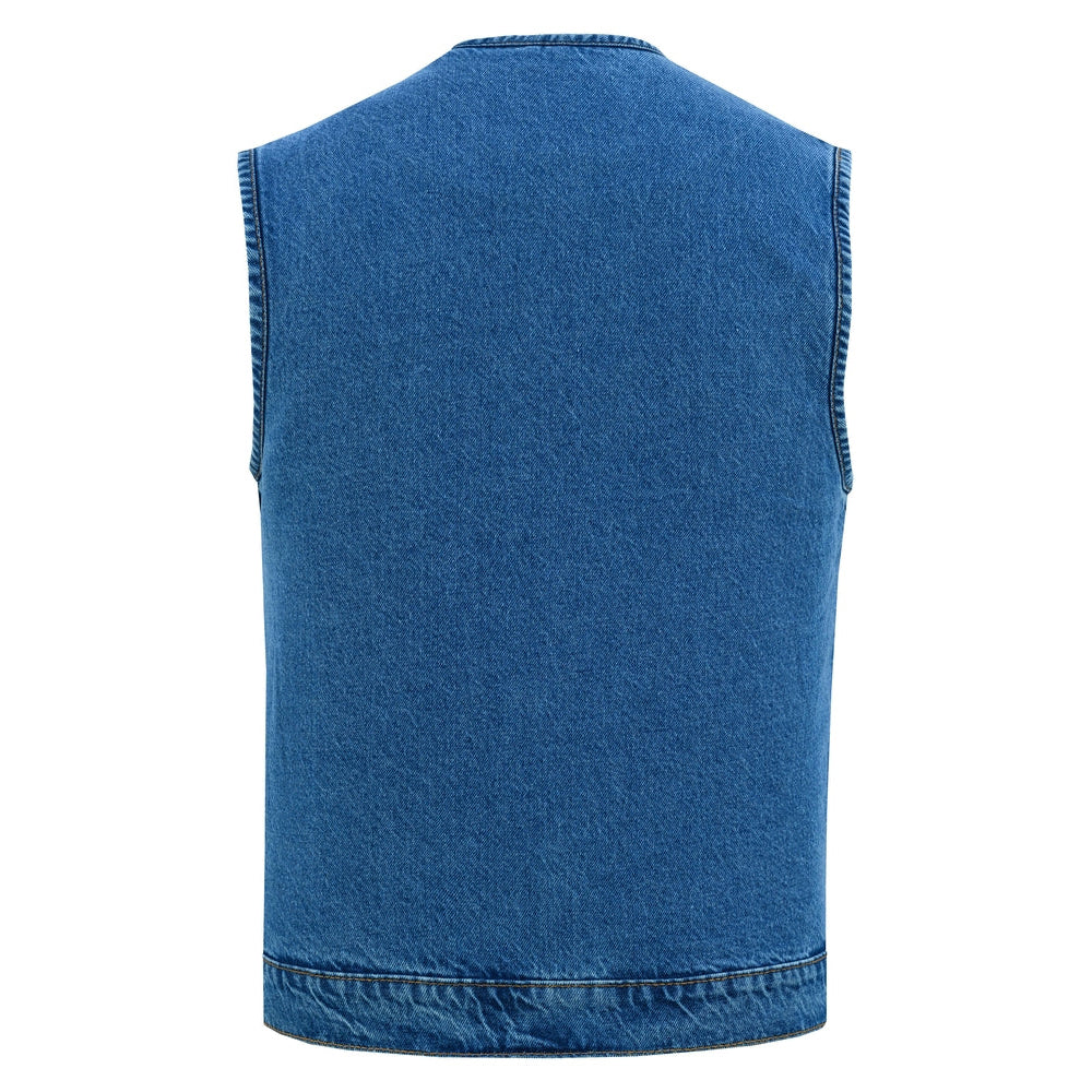 ADA981BU Concealed Snaps, Denim Material, Hidden Zipper, w/o Collar