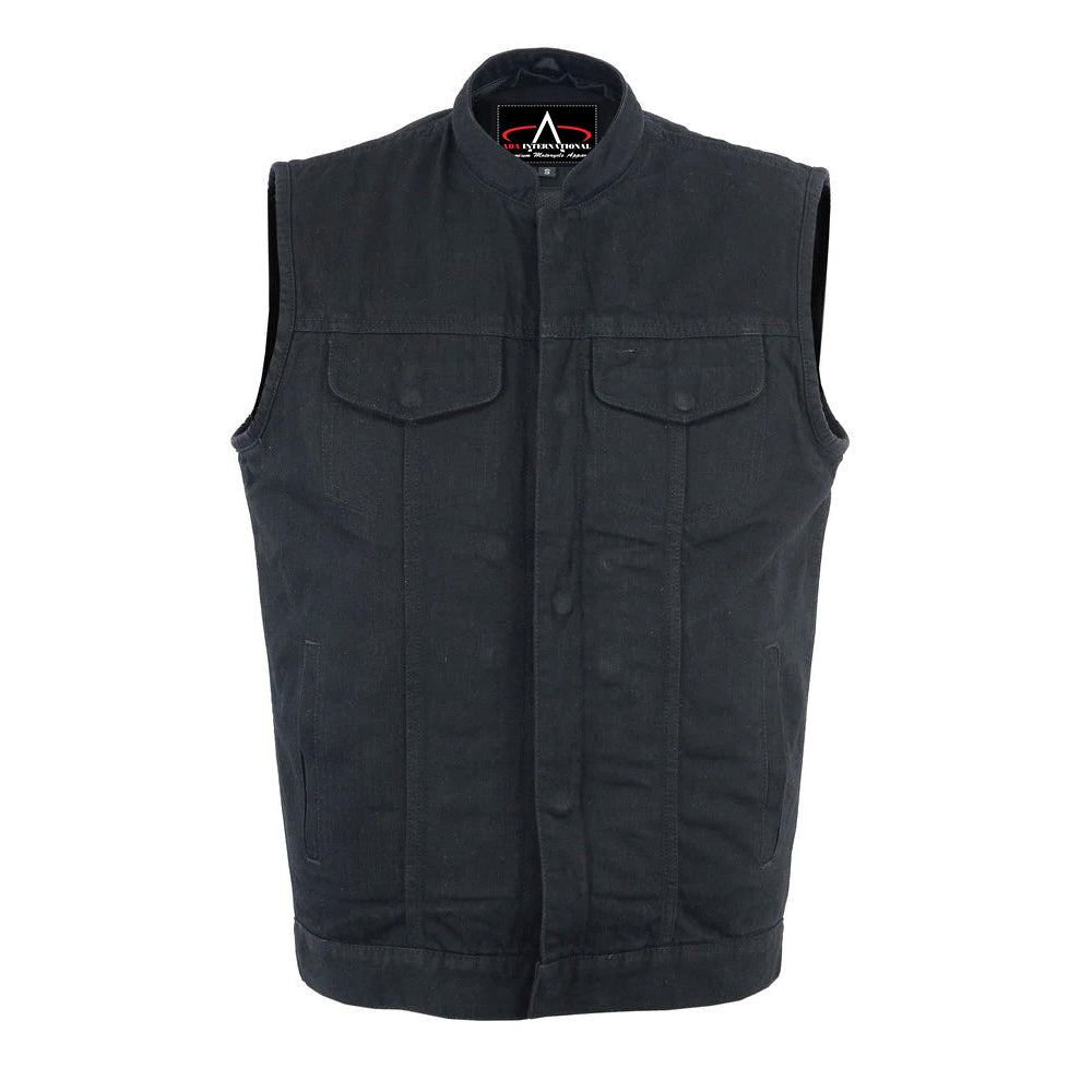 ADA982 Men's Black Denim Single Back Panel Concealment Vest w/Rem