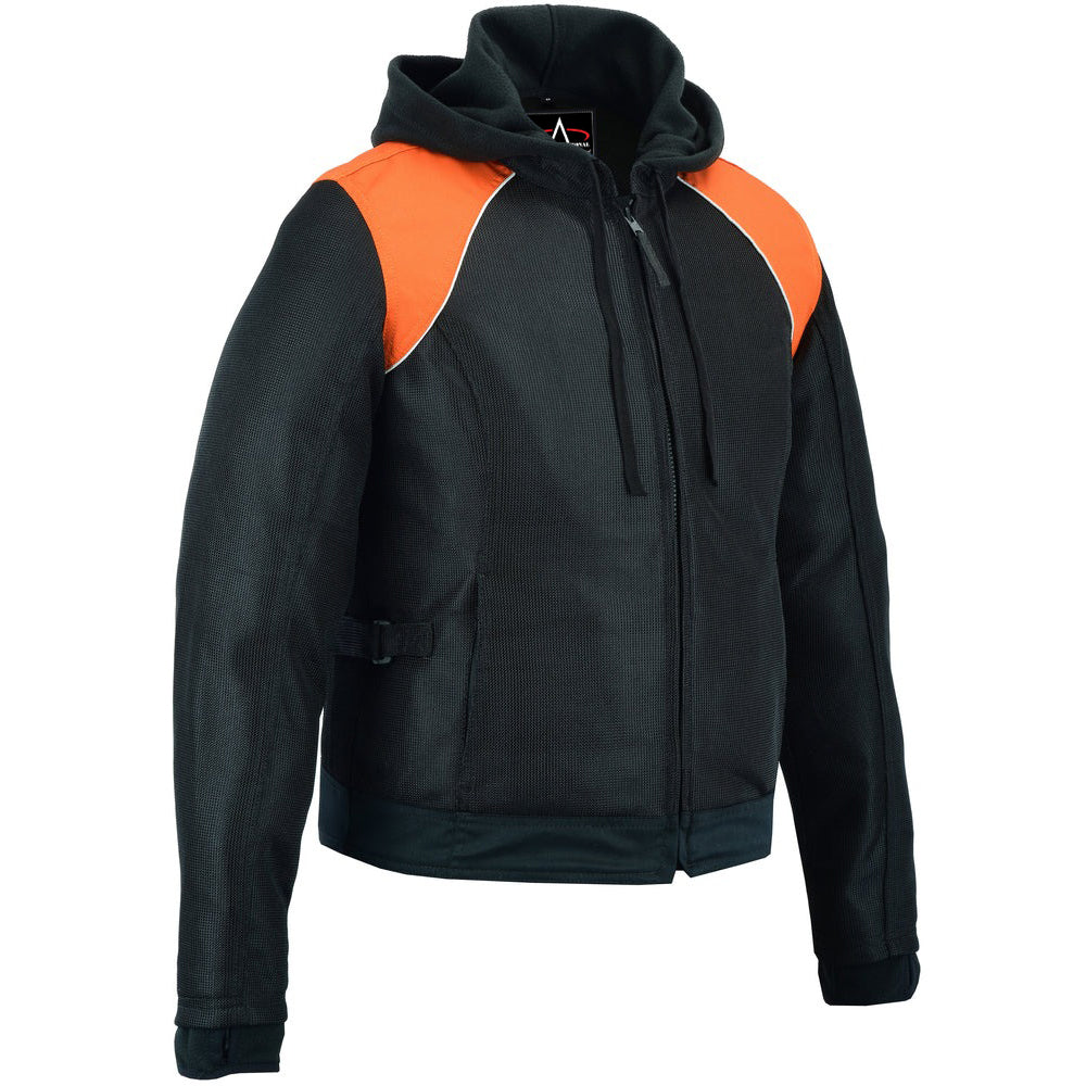 ADA827 Women's Mesh 3-in-1 Motorcycle Jacket (Black/Orange)