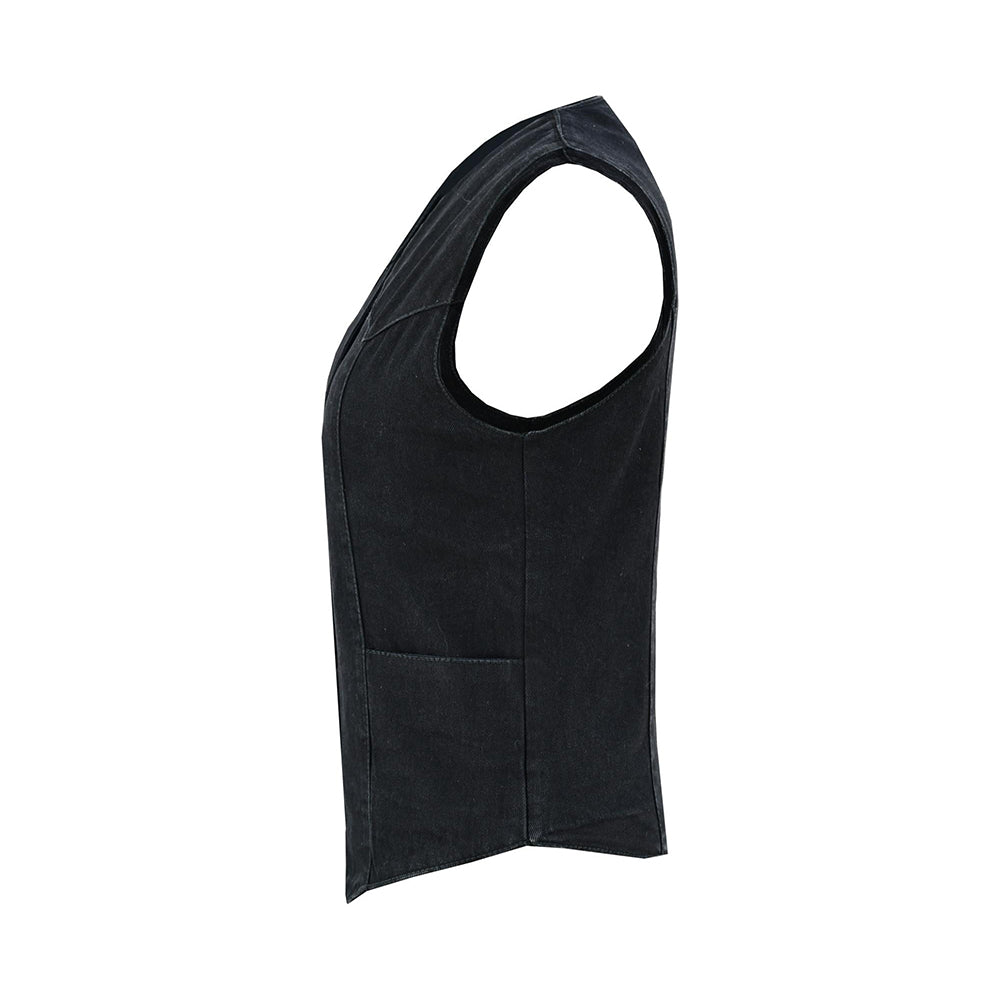 ADA951 Women's Denim Classic Plain Sides Vest