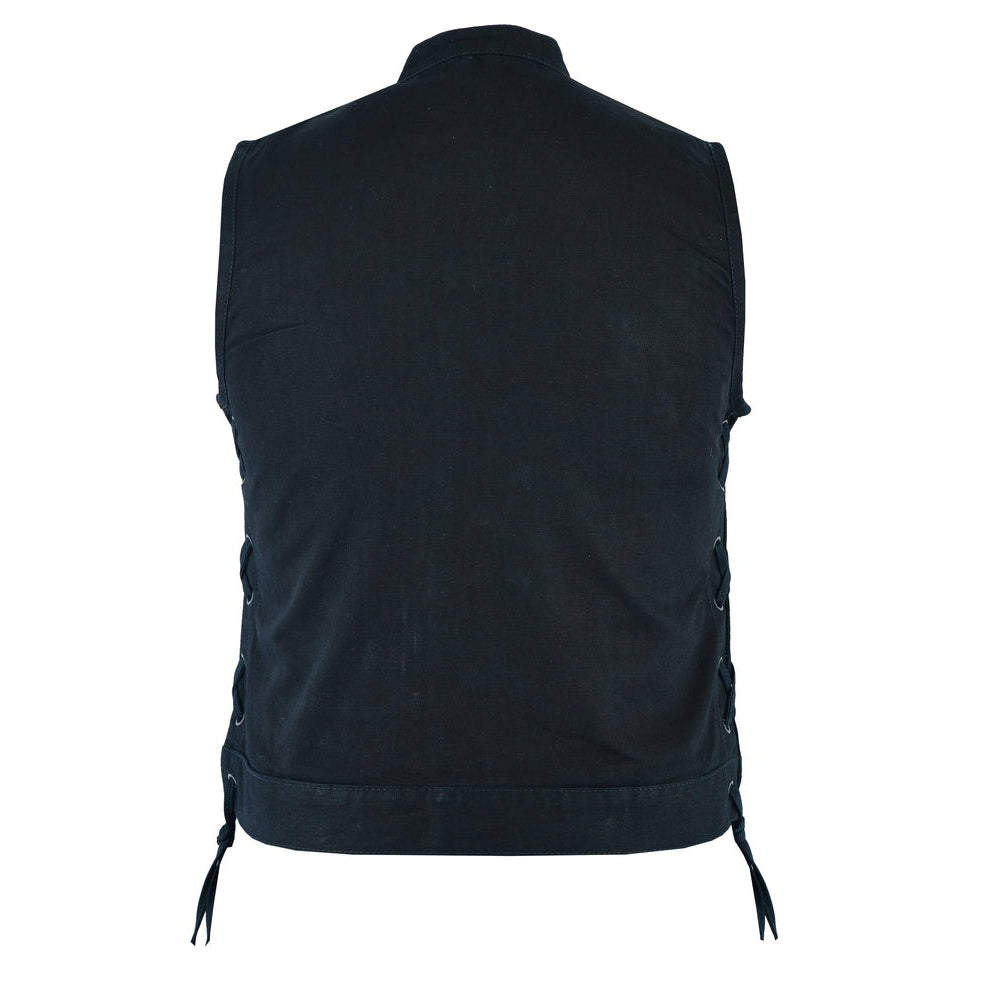 ADA986 Women's Advance Side Laces Black Construction Denim Vest