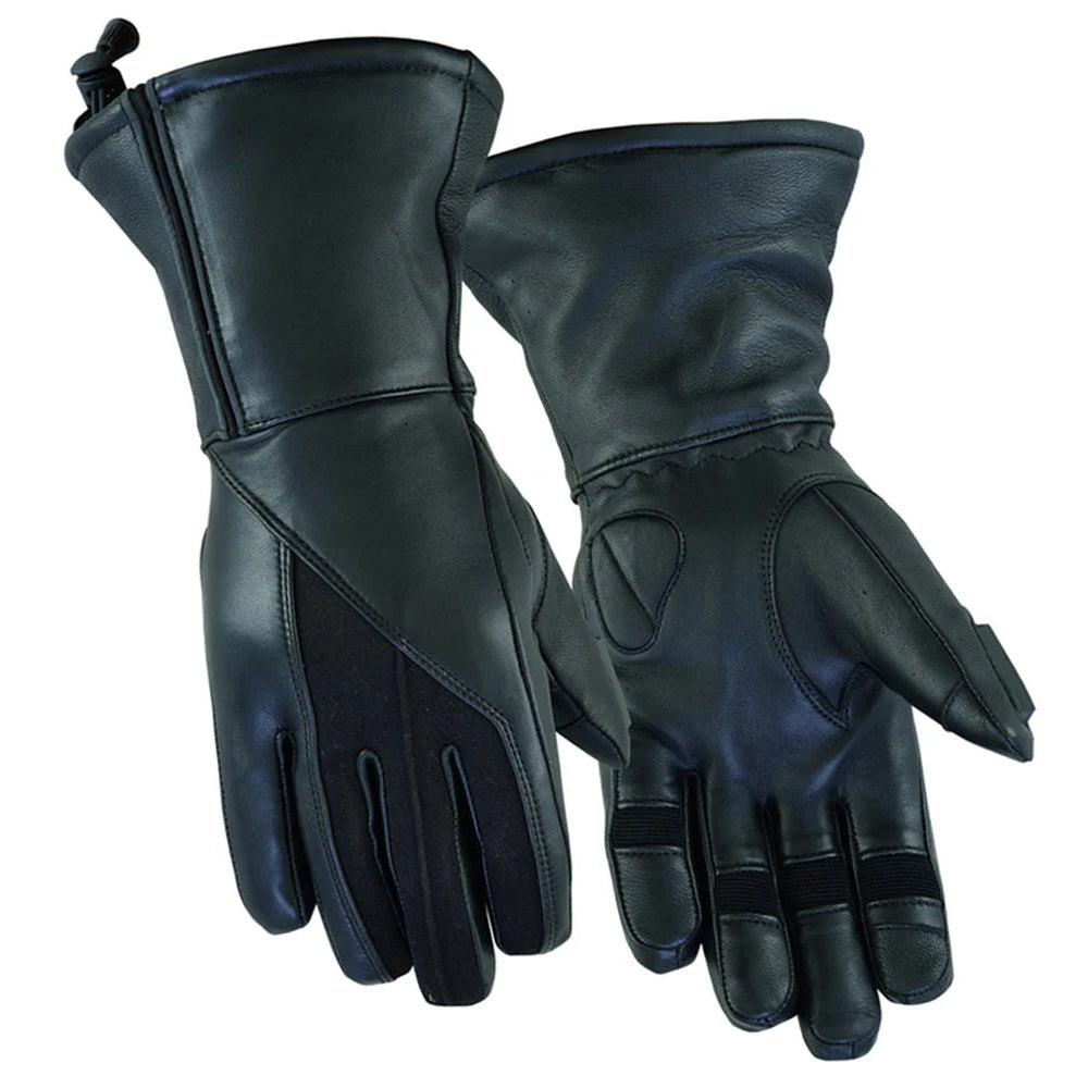 ADA70 Women's Black Deer Skin Leather Insulated Cruiser Gloves – Adjustable Strap