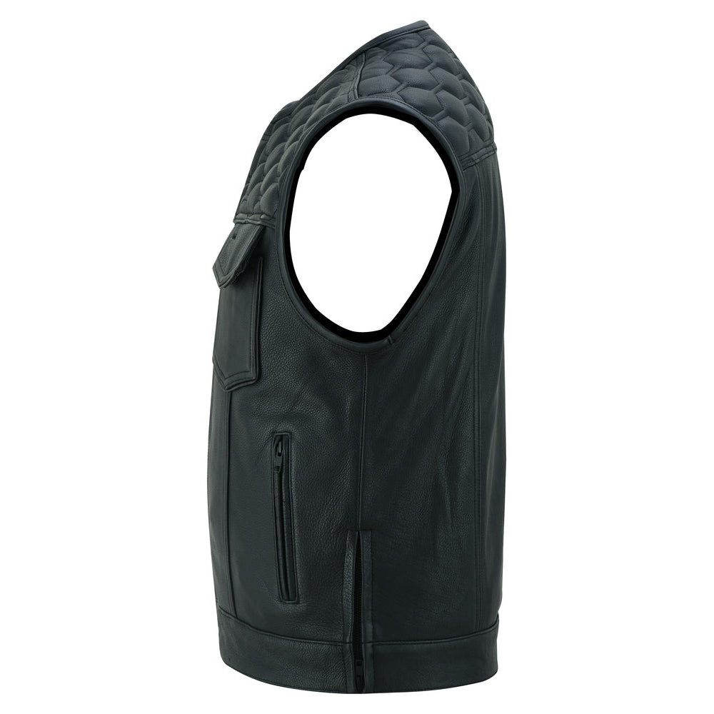 ADA198 Black Horse Men's Leather Vest