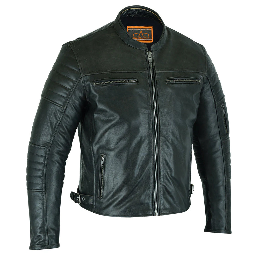 ADA754 Men's Modern Crossover Scooter Jacket - Gun Metal Brown