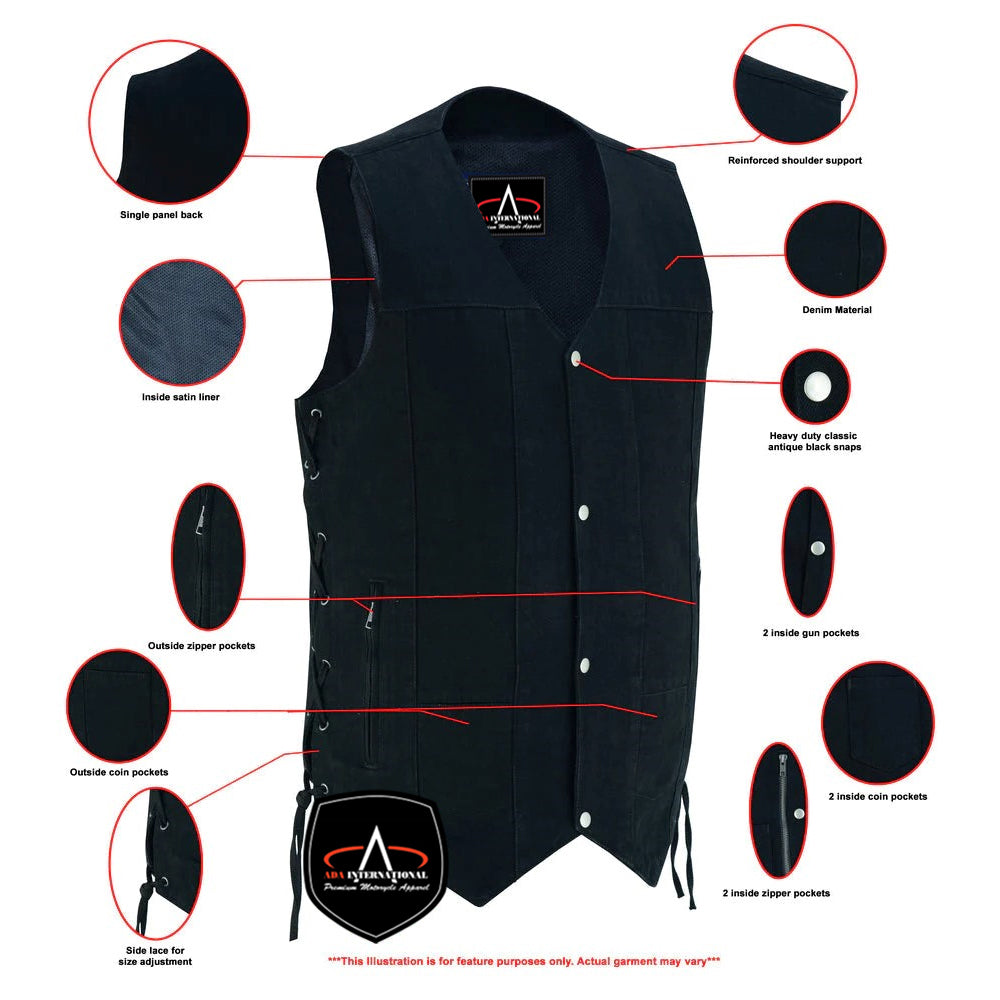 ADA914TALL Men's Ten Pocket Denim Utility Vest - TALL