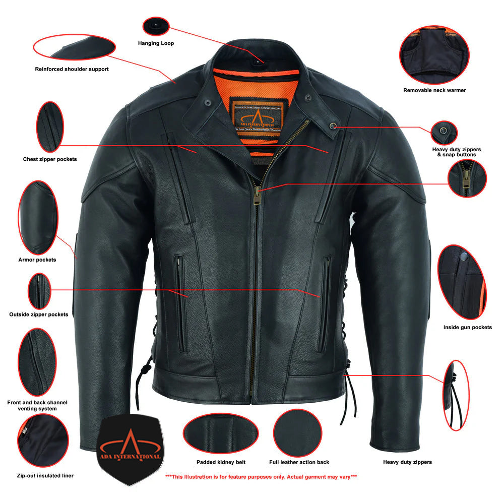 ADA777 Men's Vented M/C Jacket Side Laces