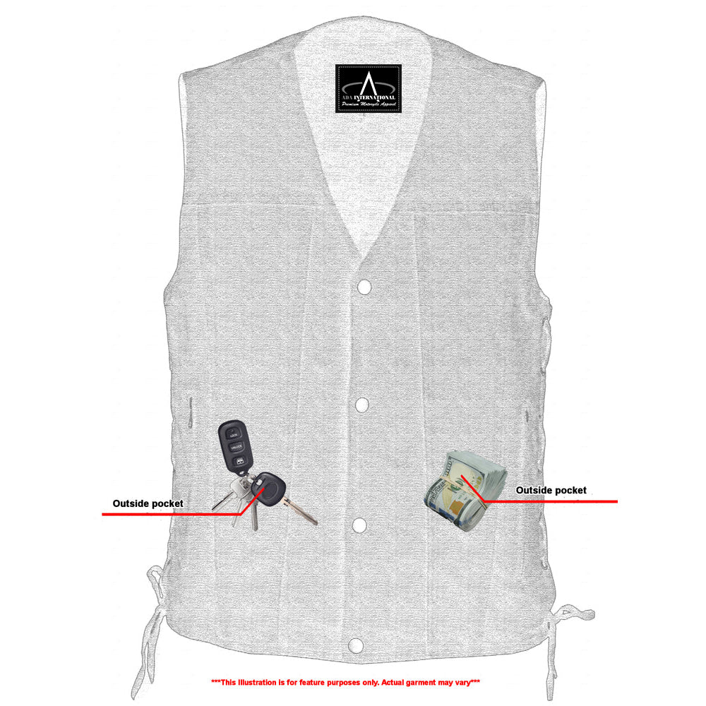 ADA905BK Men's Single Back Panel Concealed Carry Denim Vest