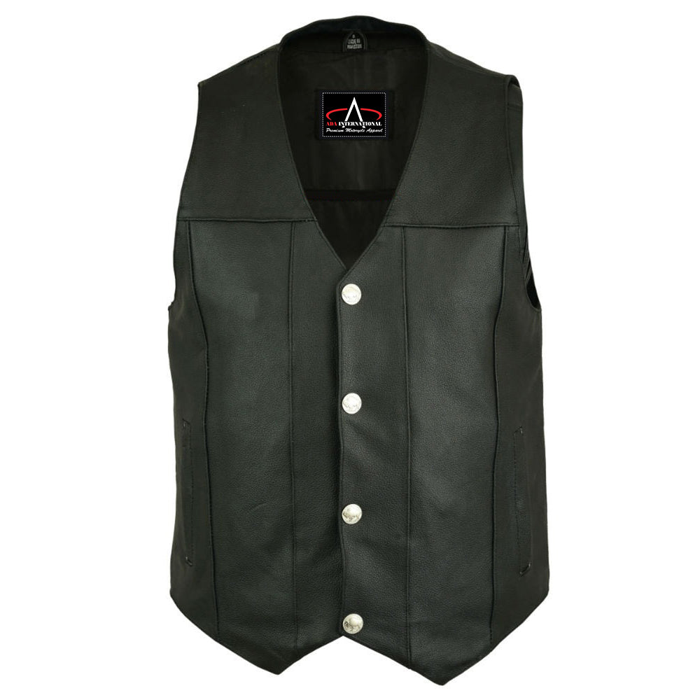 ADA141 Men's Black Leather Concealed Carry Vest with Buffalo Nickel Snaps