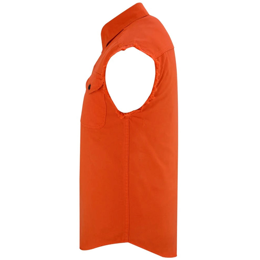 ADA6003 Men's Orange Lightweight Sleeveless Denim Shirt