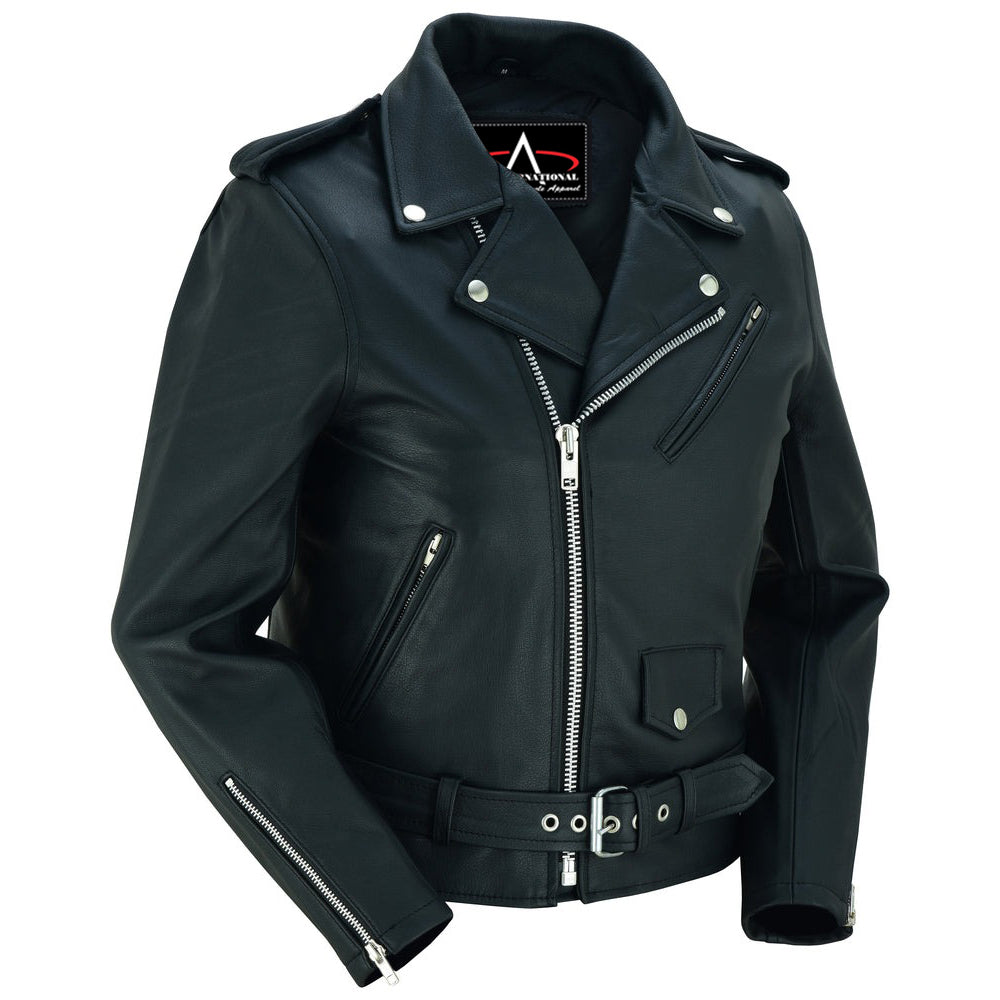 ADA850 Women's Classic Plain Side Fitted M/C Style Jacket