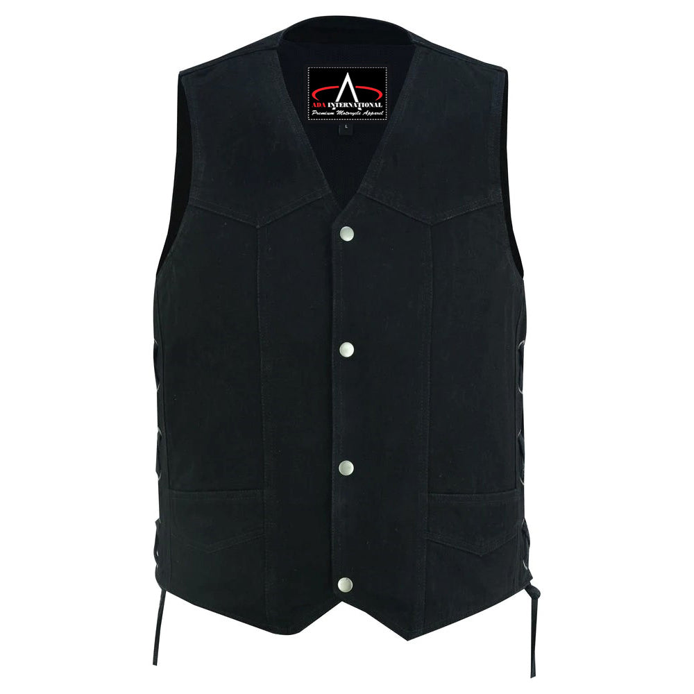 ADA911 Men's Traditional Denim Vest with Side Laces