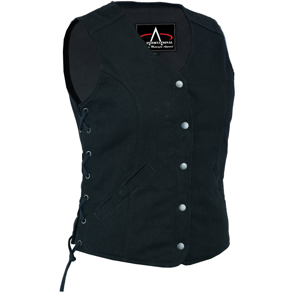 ADA908 Women's Denim Longer Body & ¾ Vest - Side Laces