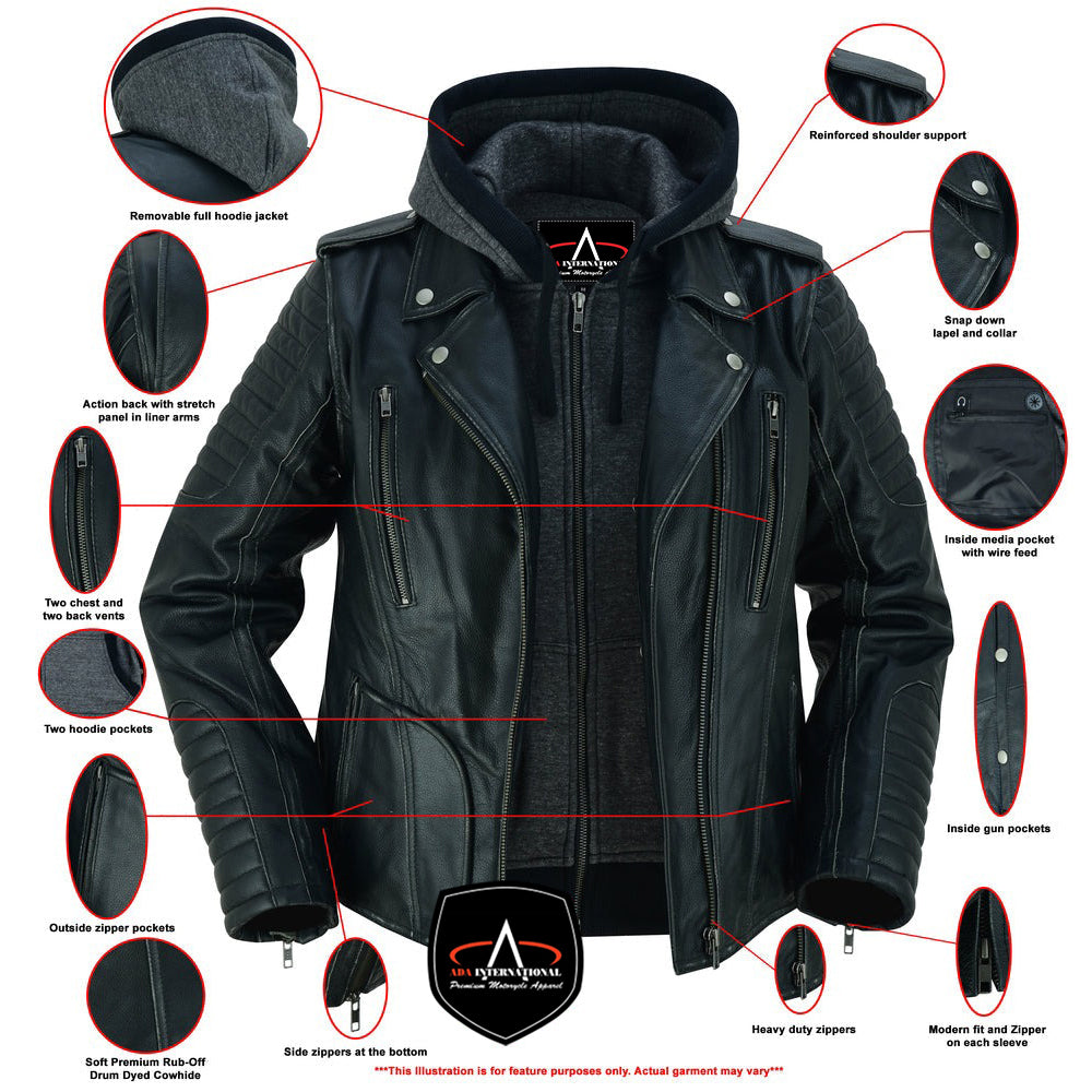 ADA877 Women's M/C Jacket with Rub-Off Finish