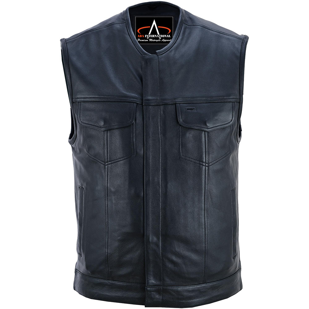 ADA181A Men’s Black Milled Leather Concealed Vest