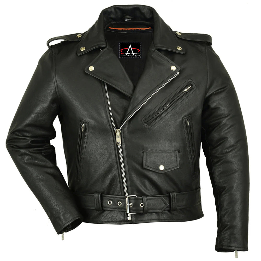ADA730 Men's Classic Plain Side Police Style M/C Jacket
