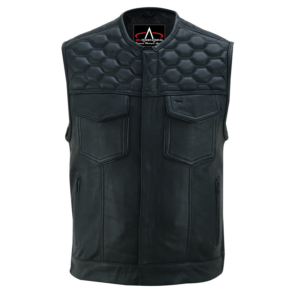 ADA198 Black Horse Men's Leather Vest