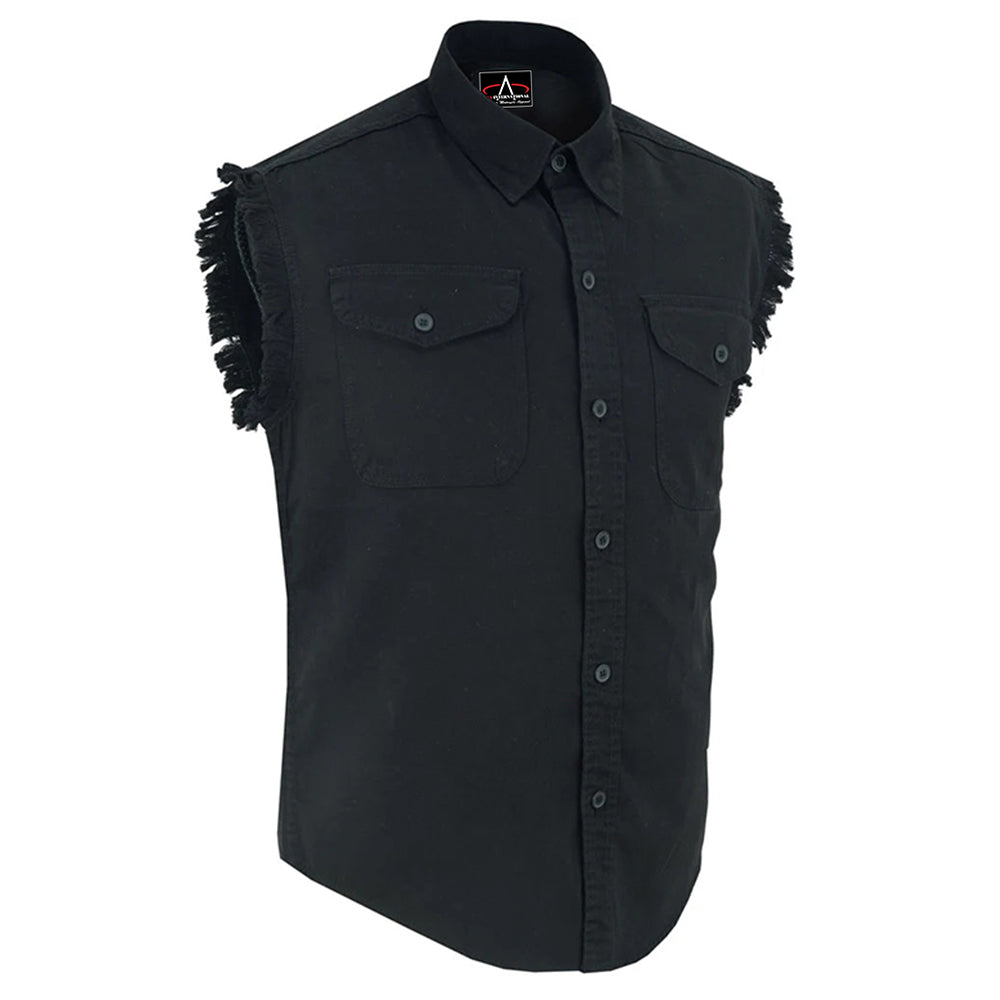 ADA6001 Men's Black Lightweight Sleeveless Denim Shirt