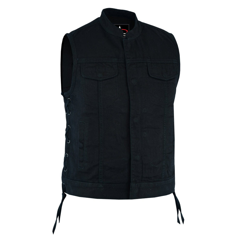 ADA986 Women's Advance Side Laces Black Construction Denim Vest