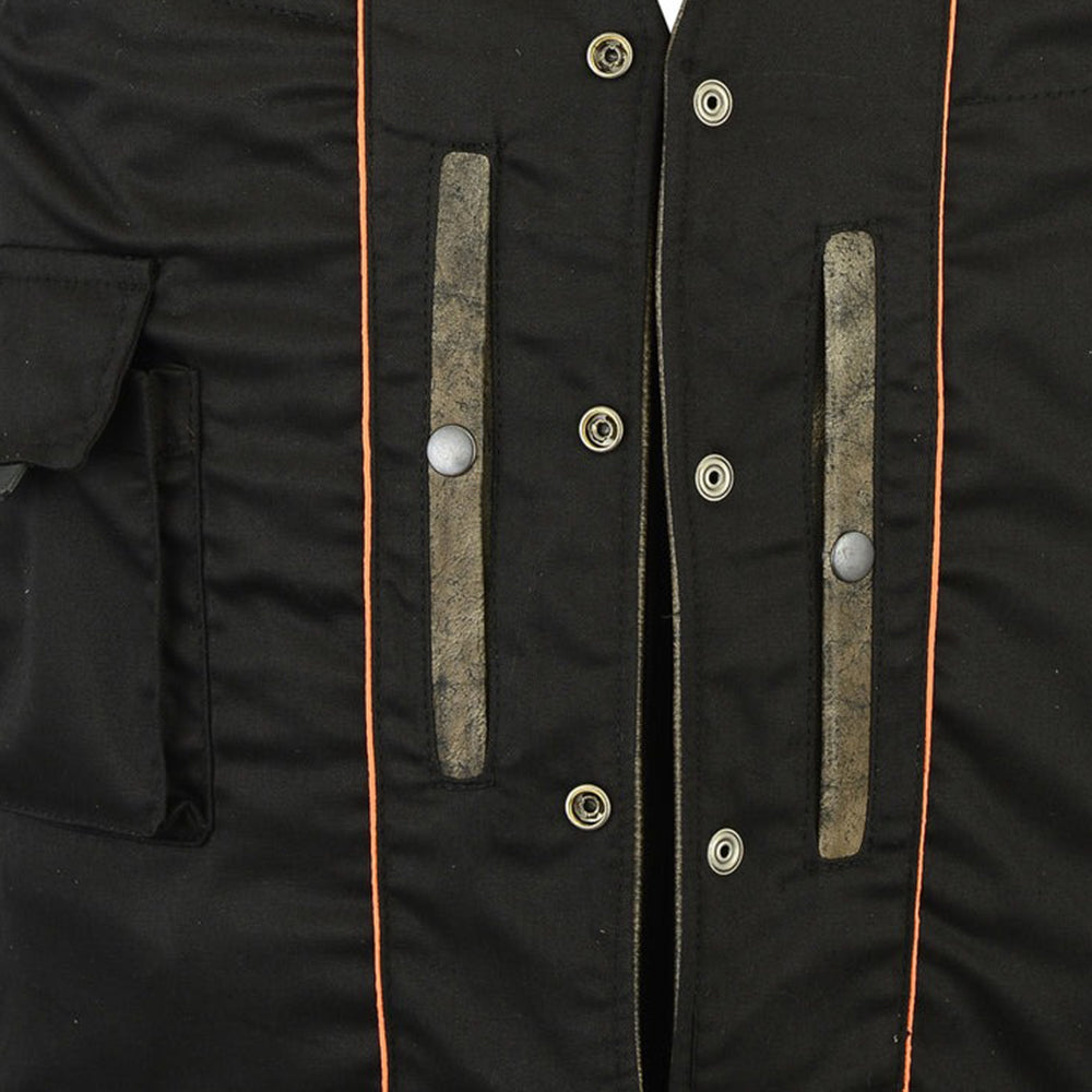 ADA107 Heritage Antique Brown Men's Motorcycle Leather Vest - Single Back Panel