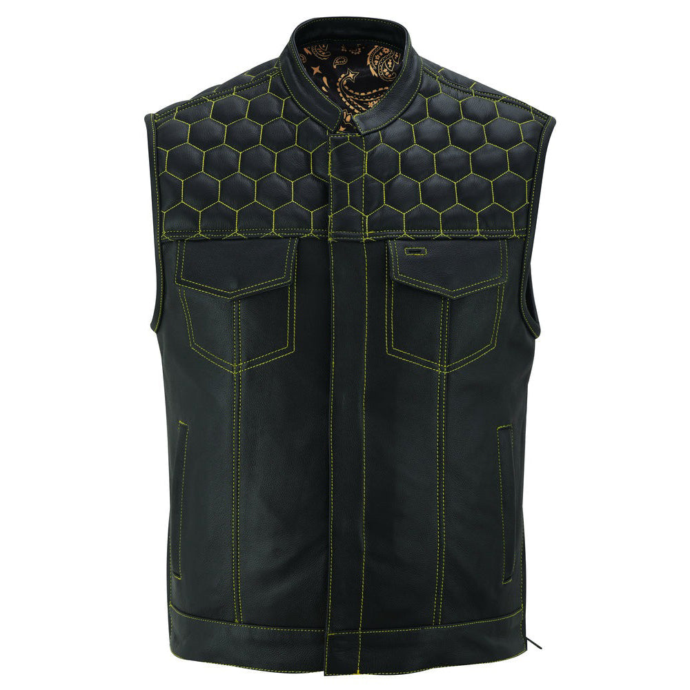 ADA195 Gold Rush Men's Motorcycle Leather Vest