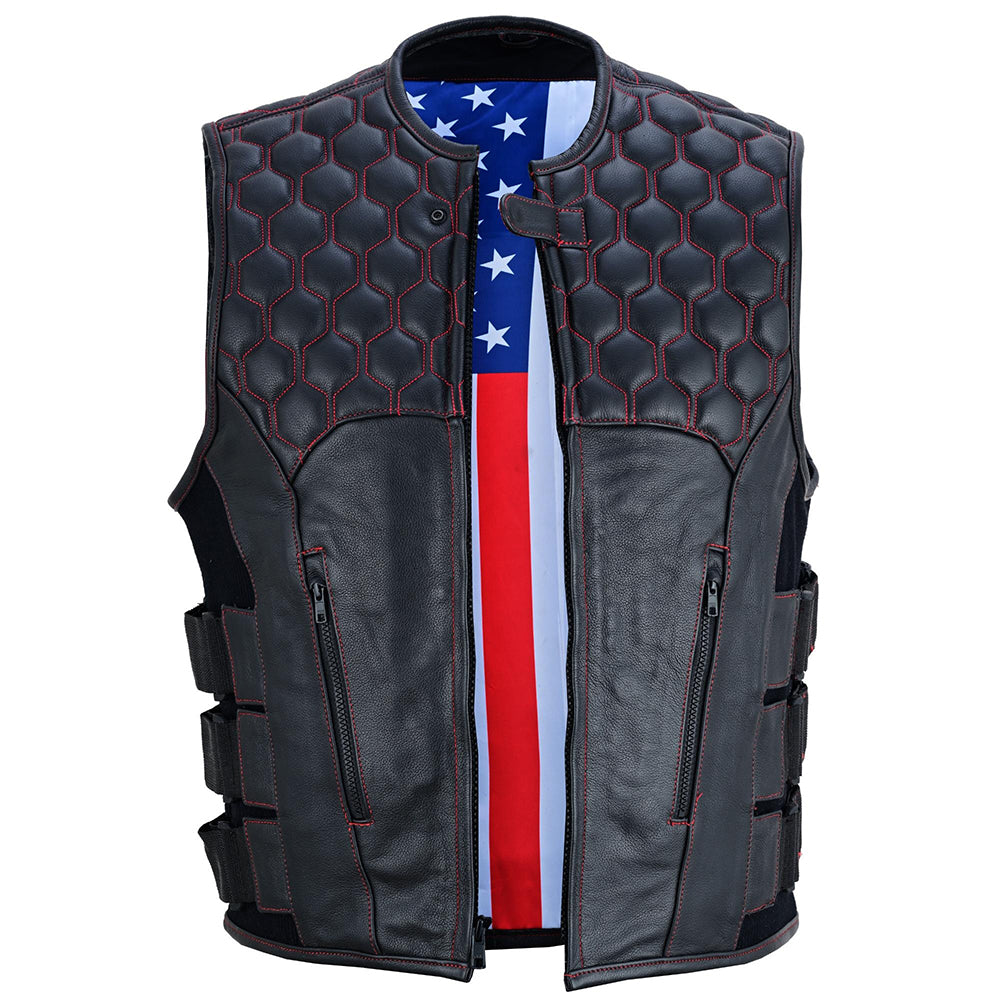 ADA009 Patriot Wheels Men's Motorcycle Leather Vest