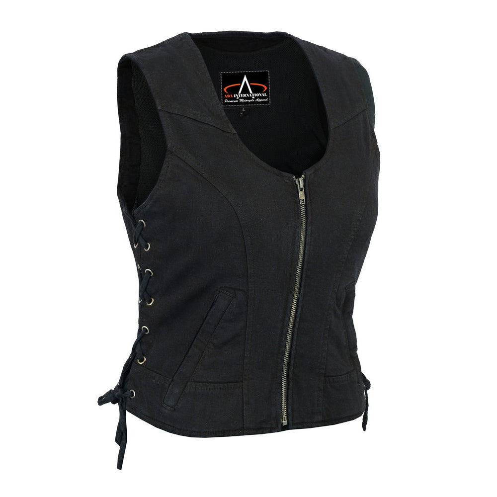 ADA942BK Women's Stylish Black Denim Vest