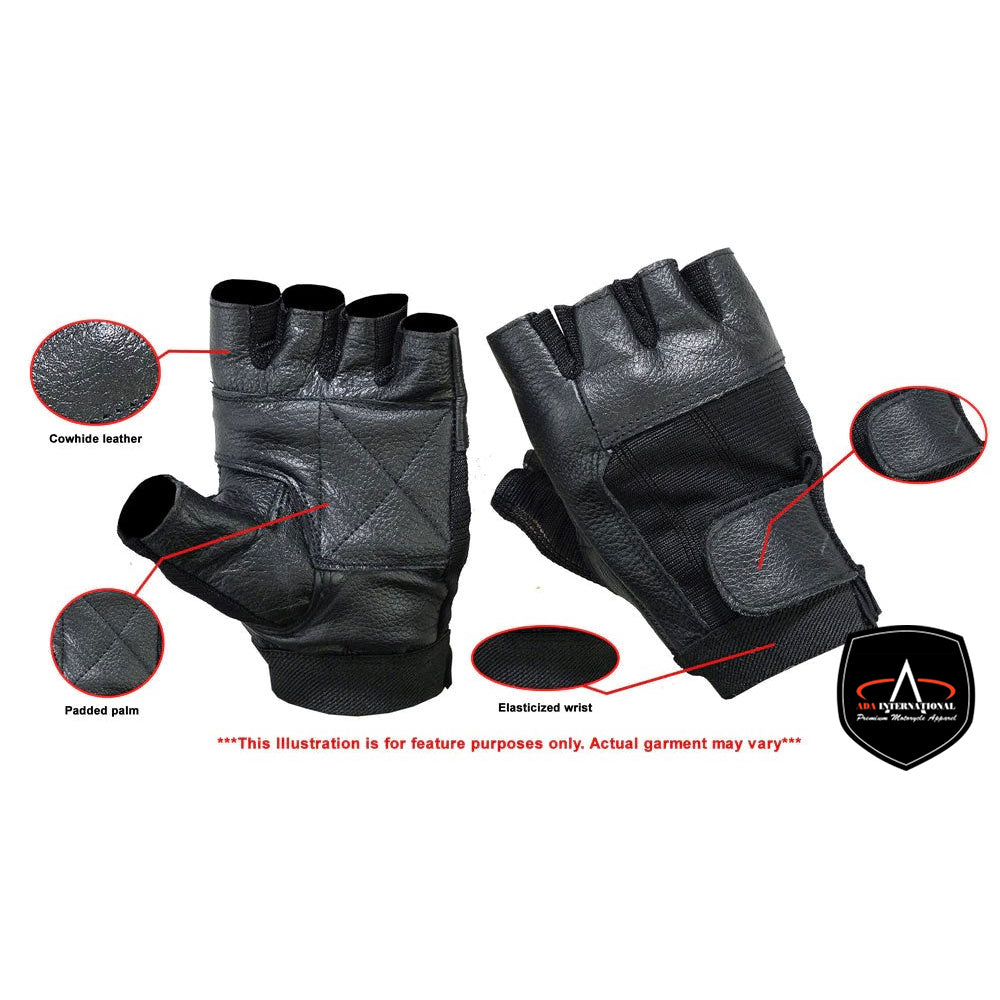 ADA12 Leather / Mesh Fingerless Glove
