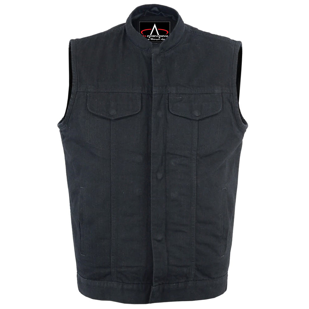 ADA982 Men's Black Denim Single Back Panel Concealment Vest w/Rem