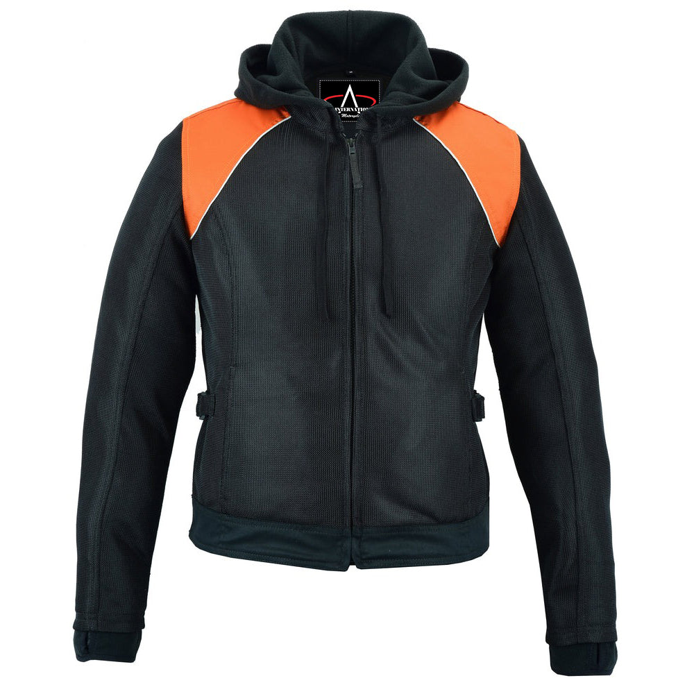ADA827 Women's Mesh 3-in-1 Motorcycle Jacket (Black/Orange)