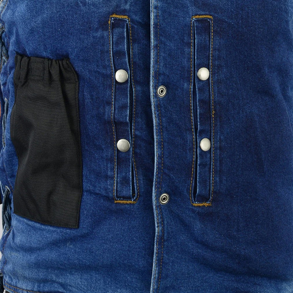 ADA905BU Men's Single Back Panel Concealed Carry Denim Vest